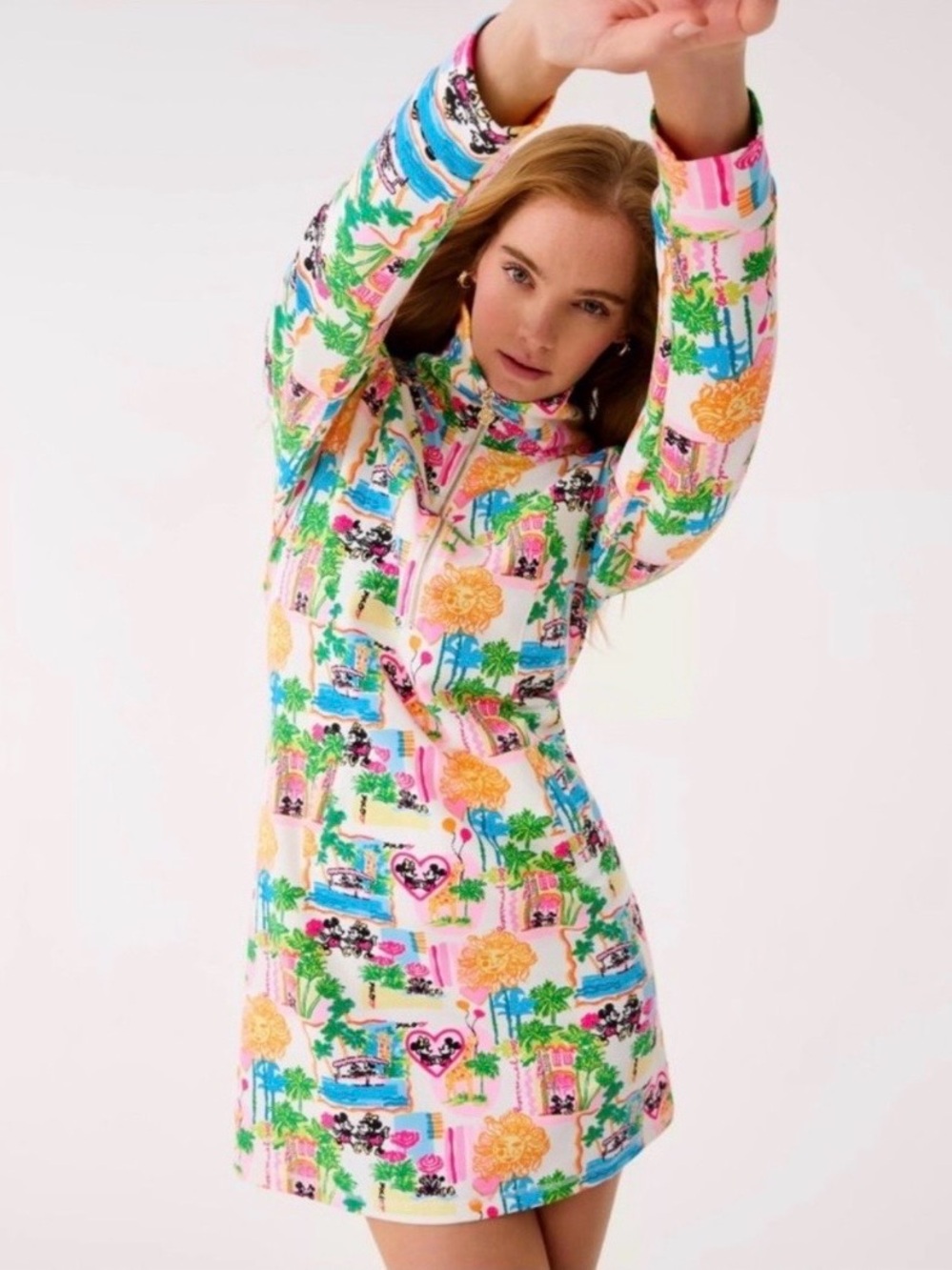 Lilly Pulitzer x Disney Multicolor Half Zip Midi Dress!  Medium!  NWOT!